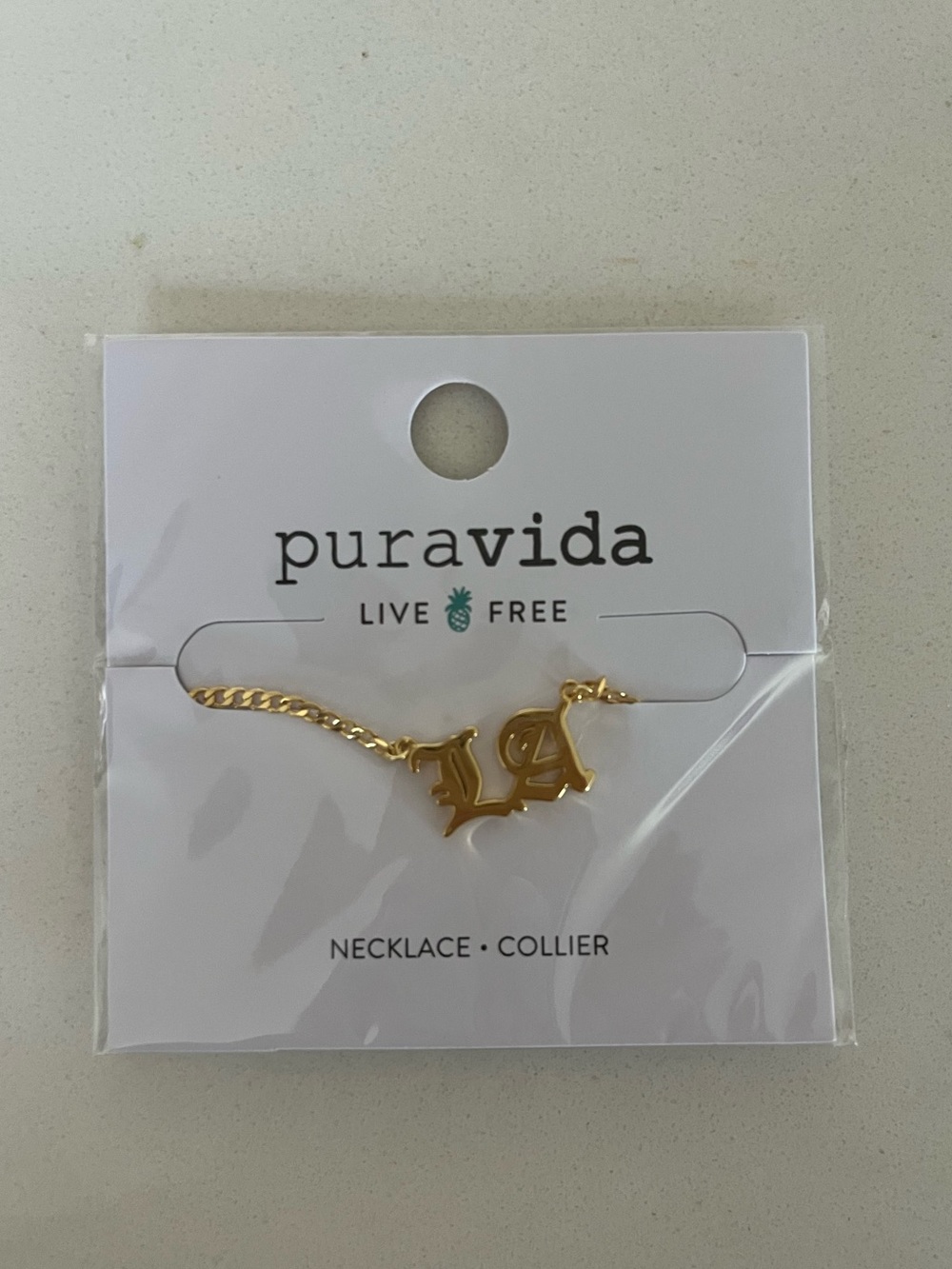 Pura Vida Gold 'LA' (Los Angeles) Script Necklace - NWT!